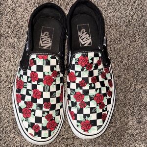 Vans Rose Checkerboard Slip-Ons
